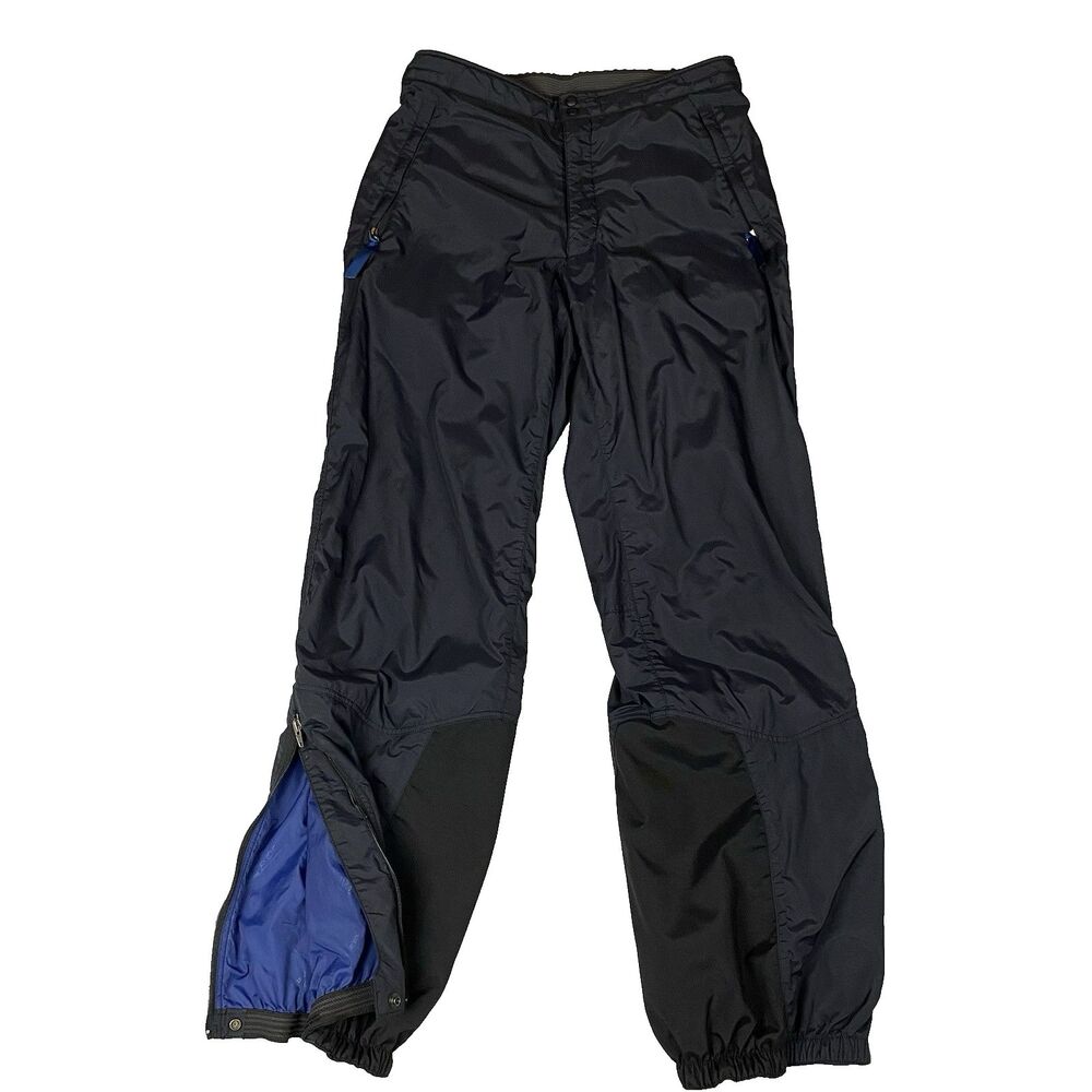 Vintage Patagonia Mens 32 Black Nylon Ski Snow Pants Ankle Zip Mesh Outdoor READ